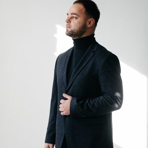 MONVERA Arthur Structured Textured Blazer - Charcoal Grey