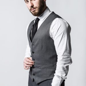 MONVERA Lucas Classic Tailored Vest - Textured Grey