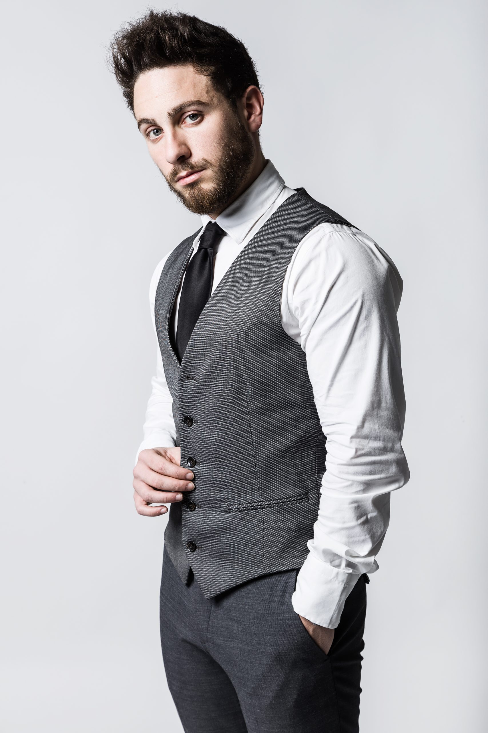 MONVERA Lucas Classic Tailored Vest - Textured Grey